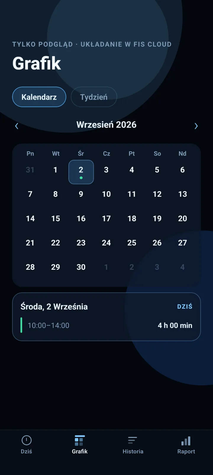 Kalendarz grafiku LoyalWork